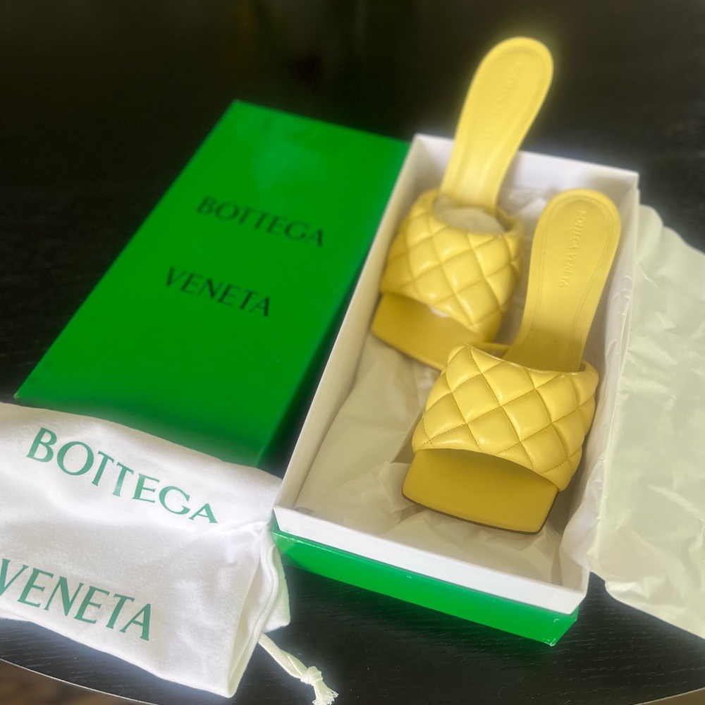 Bottega Veneta Lemon Yellow Padded Slide Sandals